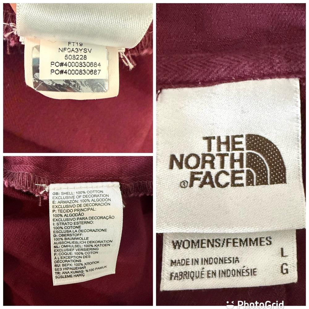 The North Face Shipler Jacket Maroon Anorak Hooded Cotton Zip Snap Womens Large - Picture 9 of 9